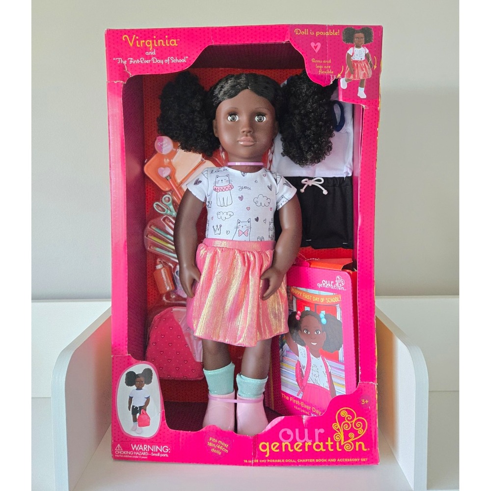 Our Generation Virginia 18in Posable Doll School Set w/ Book & 18pcs Accessories